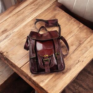 VTG Genuine Goat Leather Bag Shoulder Men's Messenger Crossbody Laptop Tablet